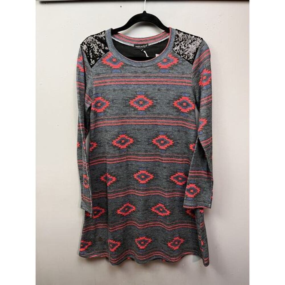 Simply Southern sequin‎ Aztec dress women's size small Gray Pullover Preppy NEW